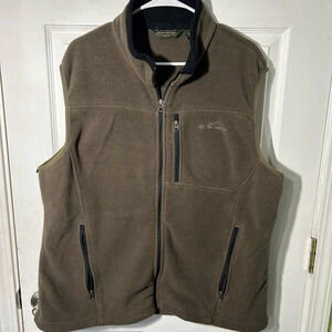 Eddie Bauer Polartec Fleece Vest. Size XL. Brown with Black Zip/Collar.